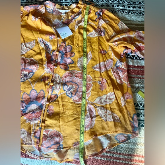 NWT Lauren Conrad Button Front Ruffle Blouse….XL…Orange color floral print - Picture 8 of 9